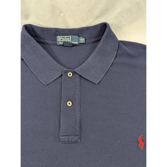 Vintage Polo Ralph Lauren Long Sleeve‎ Polo Shirt Size 4XLT 4XL Tall Blue Collar - Picture 3 of 9